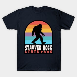 Starved Rock State Park Bigfoot Sasquatch Retro Sunset T-Shirt